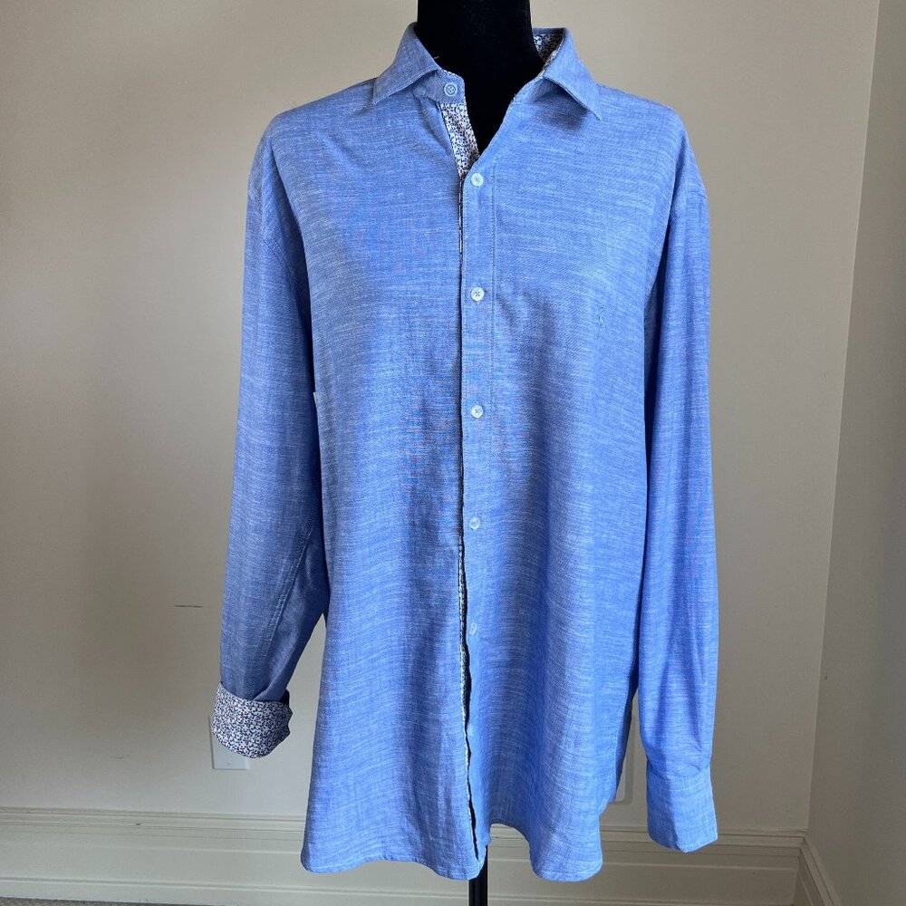 TAILORBYRD Blue Long Sleeve Button Down Cotton Sport Shirt Mens Size Large